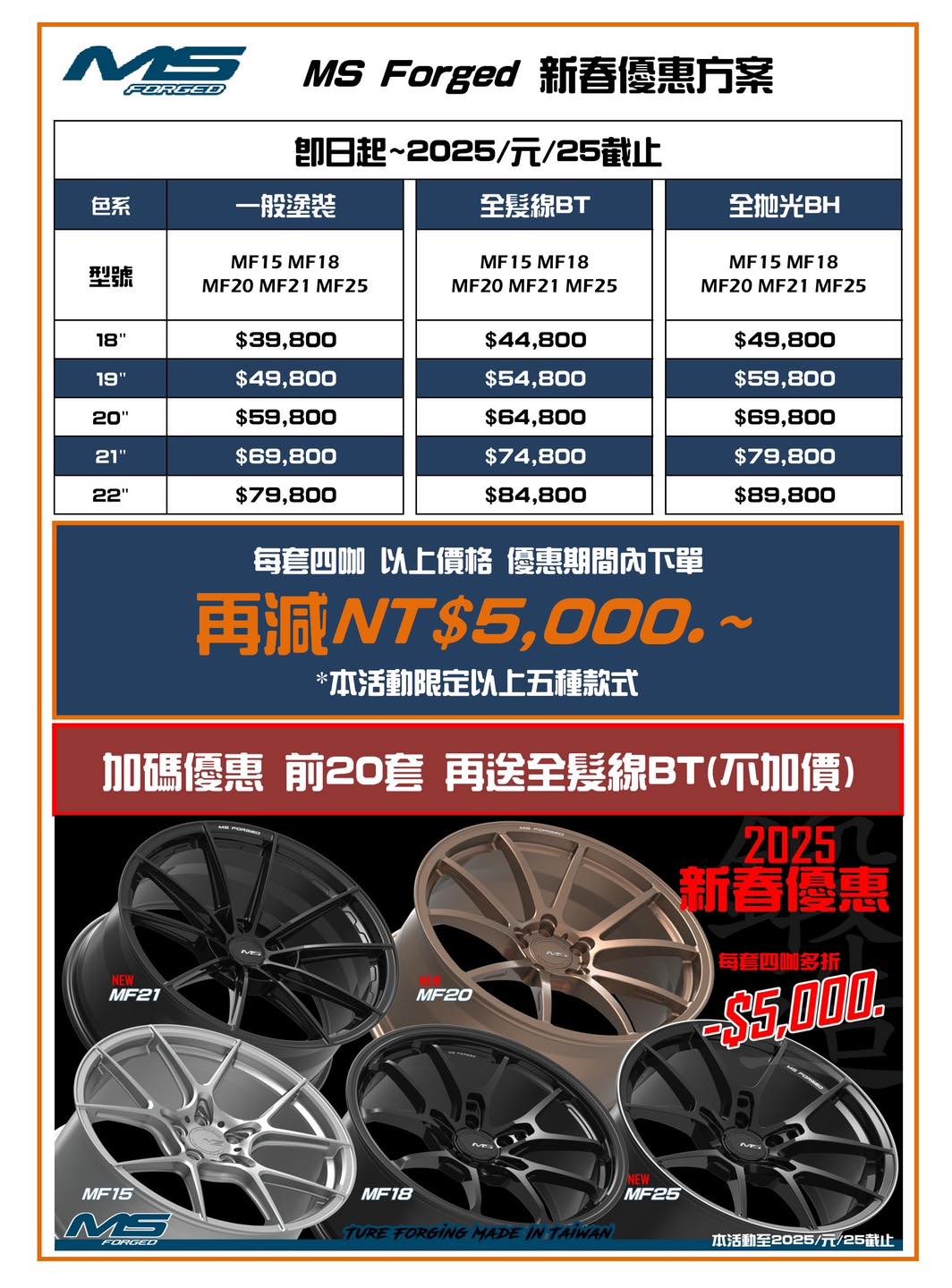 新客製化鍛造優惠來了✨MS Forged MF15 MF18 MF20 MF22 MF25 的第2張圖片